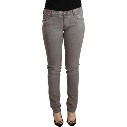 Acht Gray Cotton Low Waist Skinny Push Up Denim Jeans
