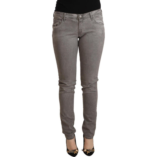 Acht Gray Cotton Low Waist Skinny Push Up Denim Jeans Acht