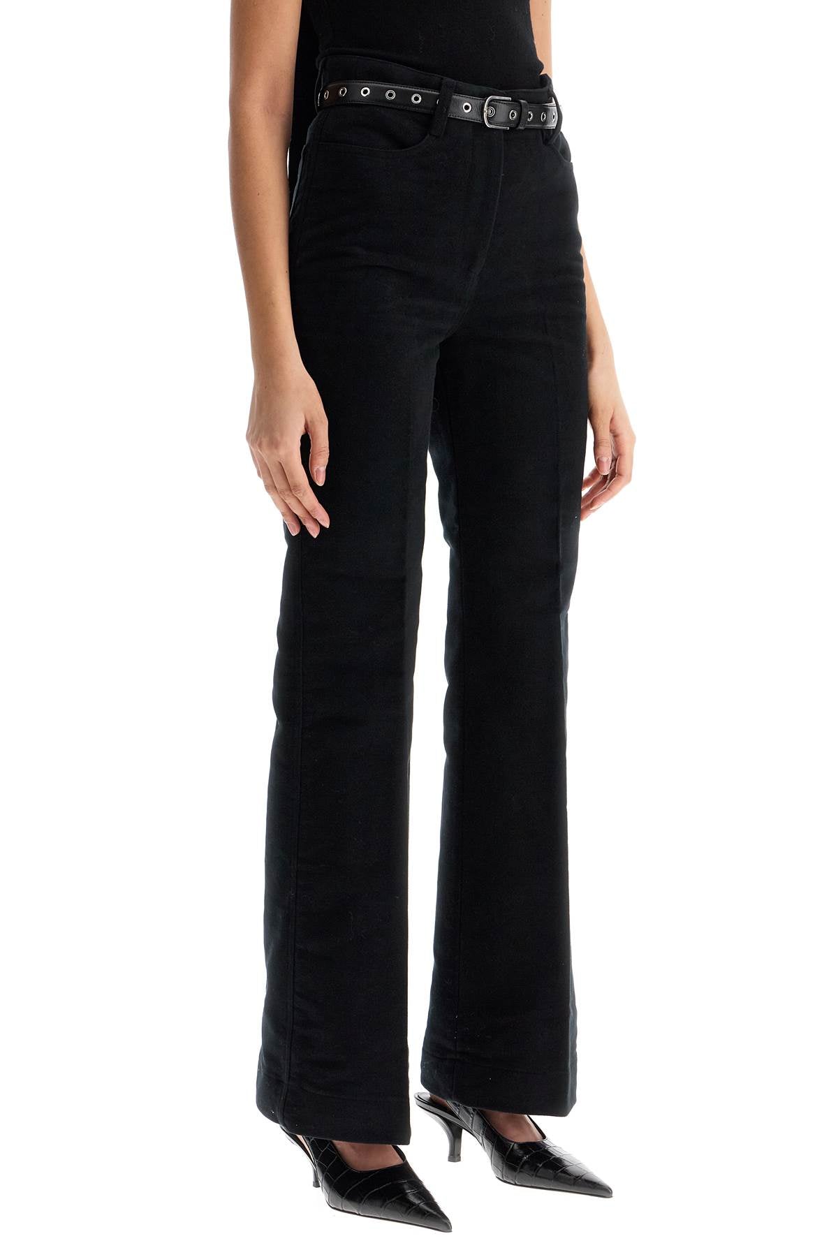 Toteme high-waisted flared pants in black organic cotton Trousers Toteme