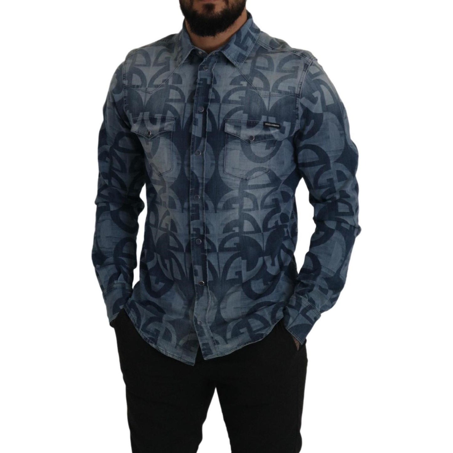 Dolce & Gabbana Elegant Slim Fit Casual Blue Men's Shirt Dolce & Gabbana