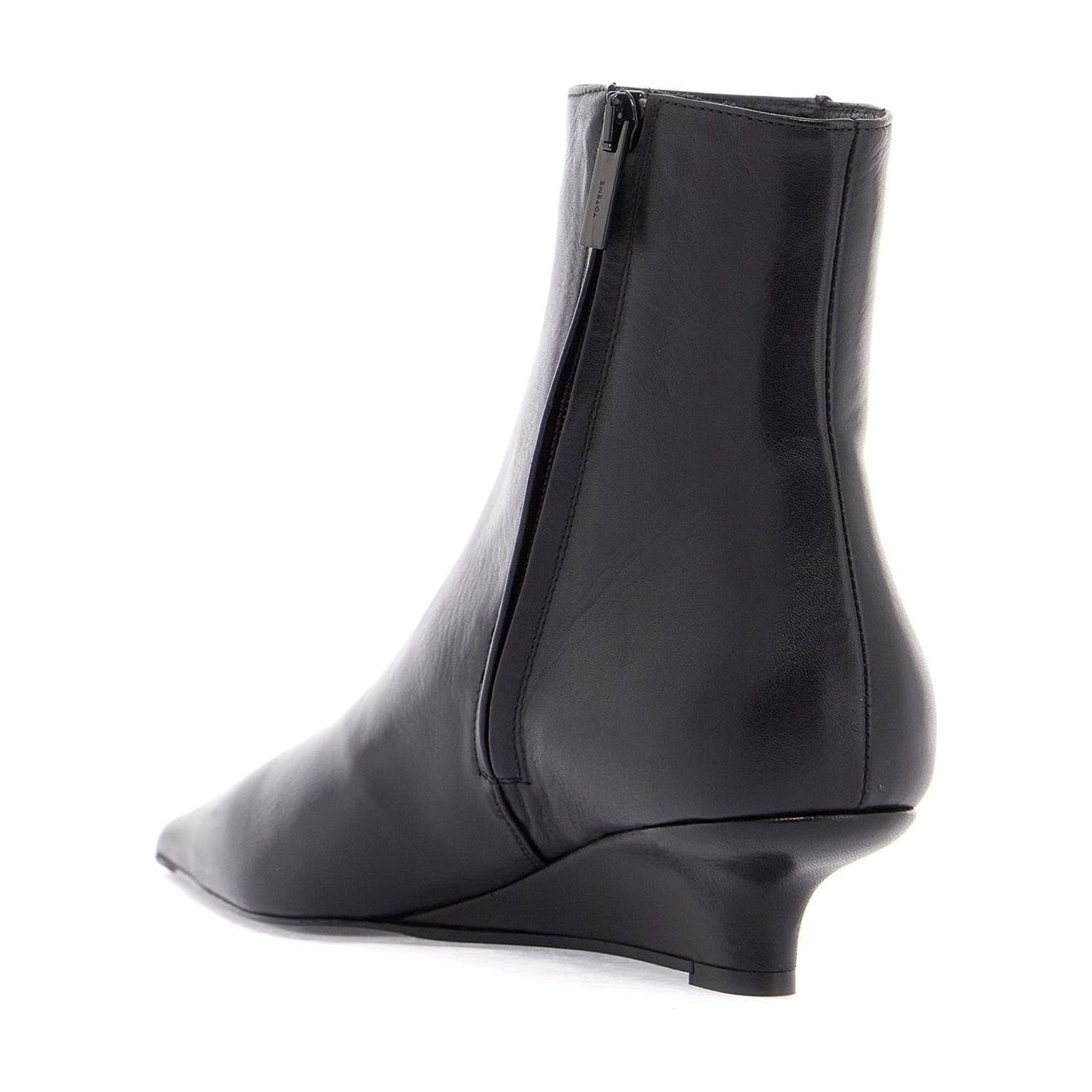 Toteme elegant and modern black leather ankle boots with zip Boots Toteme