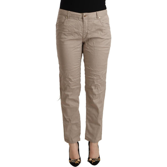 Acht Beige Tencel Mid Waist Tapered Casual Pants Acht