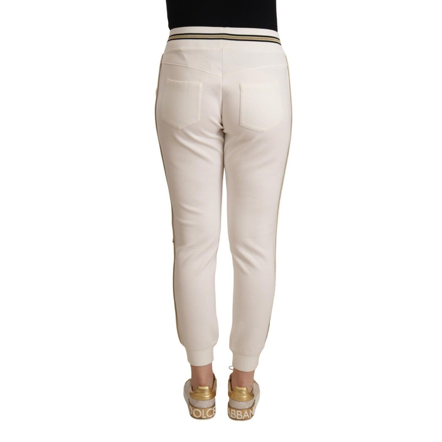 Patrizia Pepe White Polyester Mid Waist Jogger Pants