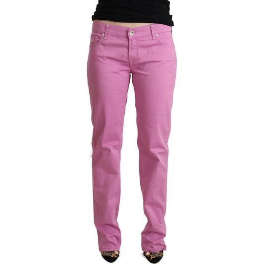 Elegant Tapered Pink Denim Jeans