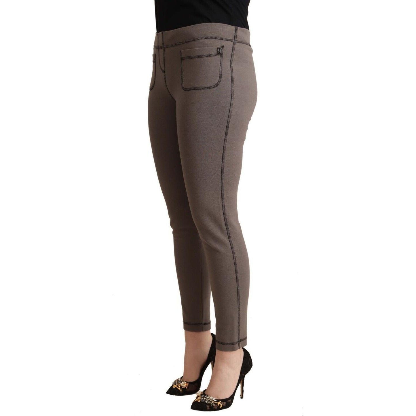 John Galliano Chic Gray Mid Waist Skinny Pants for Sophisticated Style John Galliano