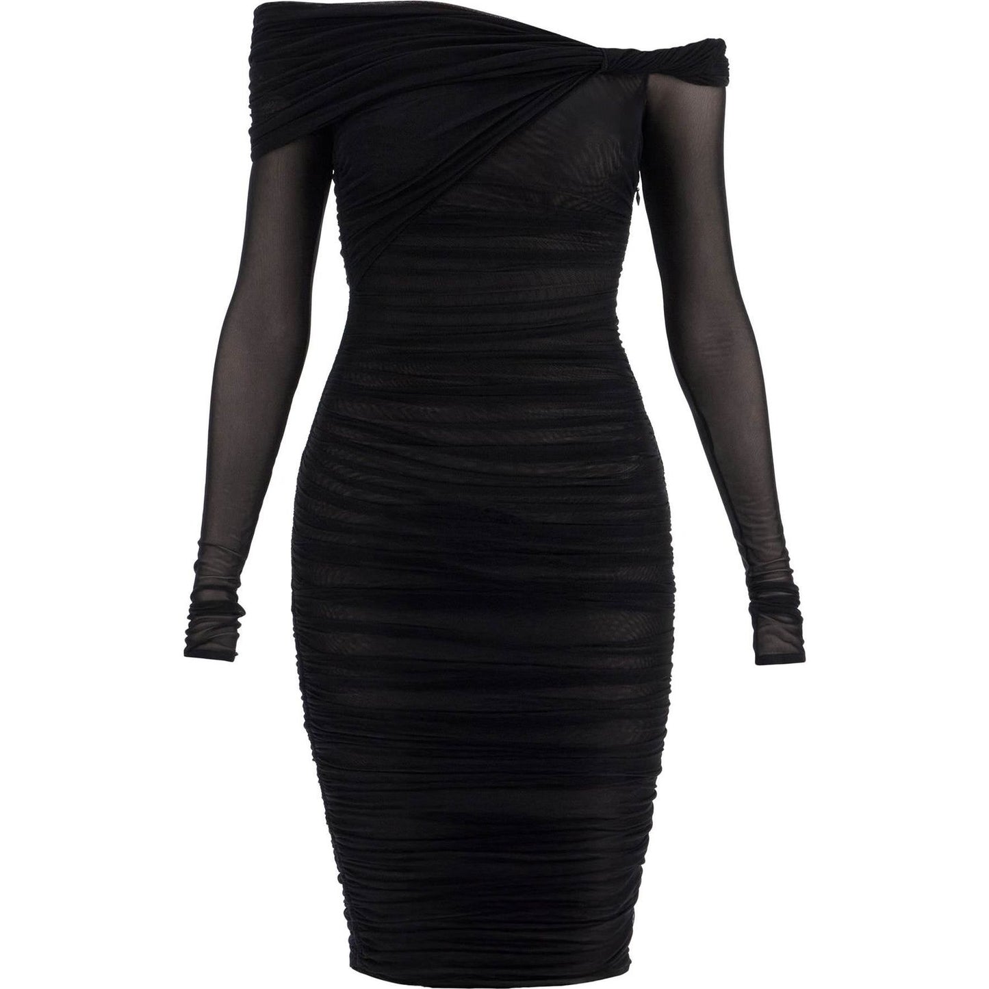 Mugler black off-shoulder fitted dress Dresses Mugler Black