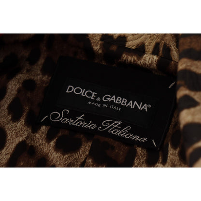 Dolce & Gabbana Red Leopard Wool Trenchcoat Jacket