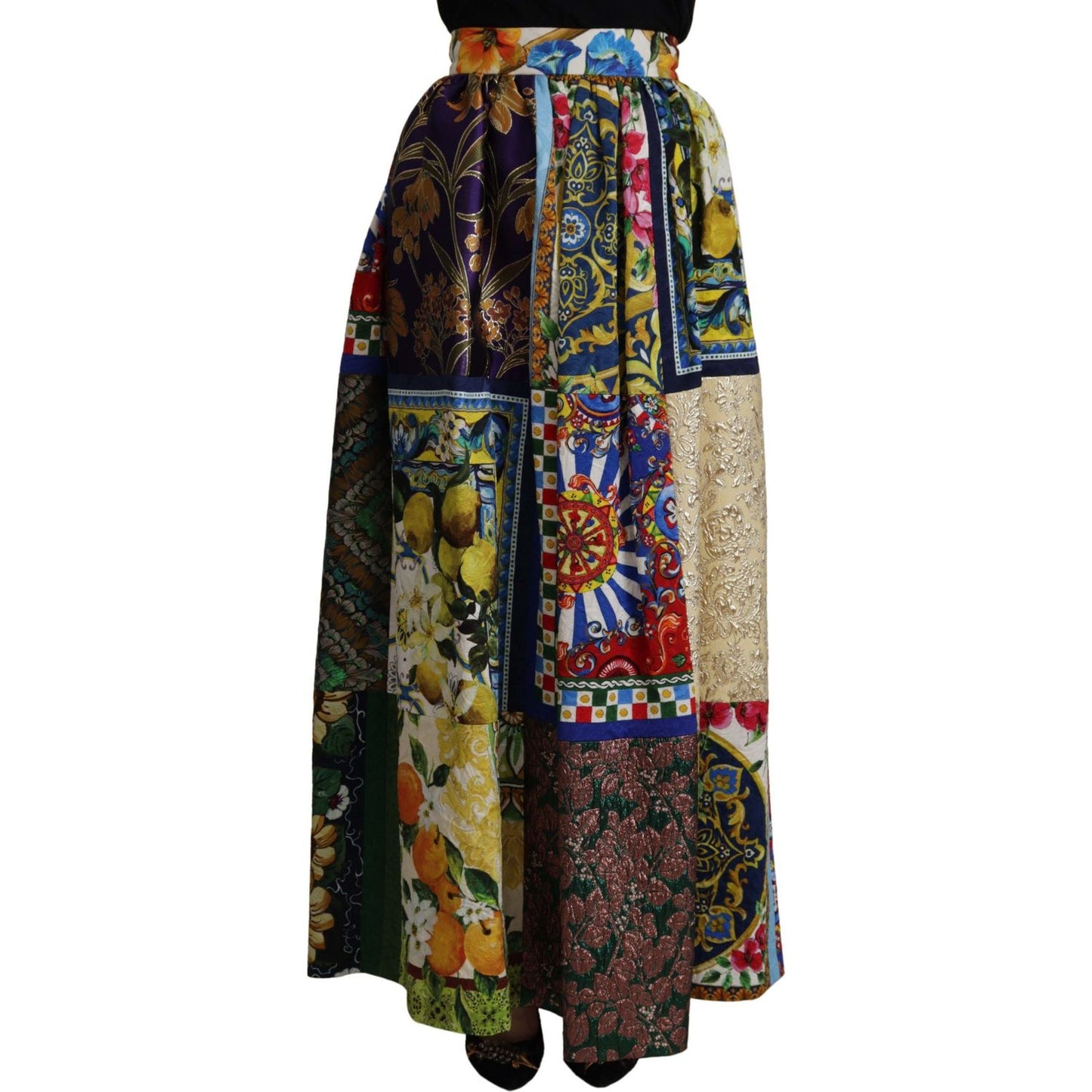 Dolce & Gabbana Multicolor Patchwork Sicily Long Maxi Skirt 16% Cotton,1728,2% Silk,25% VI,3% PA,46% PL,5% P2,67345645728,Clothing,Dolce & Gabbana,IT36 | XS,Long - Skirts - Clothing,Material: 3% AC,Multicolor,New with tags,Skirts - Clothing,Skirts - Women