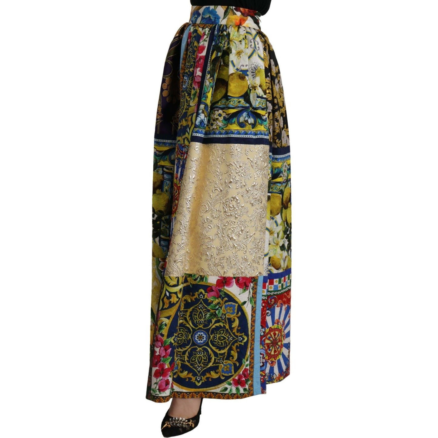 Dolce & Gabbana Multicolor Patchwork Sicily Long Maxi Skirt 16% Cotton,1728,2% Silk,25% VI,3% PA,46% PL,5% P2,67345645728,Clothing,Dolce & Gabbana,IT36 | XS,Long - Skirts - Clothing,Material: 3% AC,Multicolor,New with tags,Skirts - Clothing,Skirts - Women