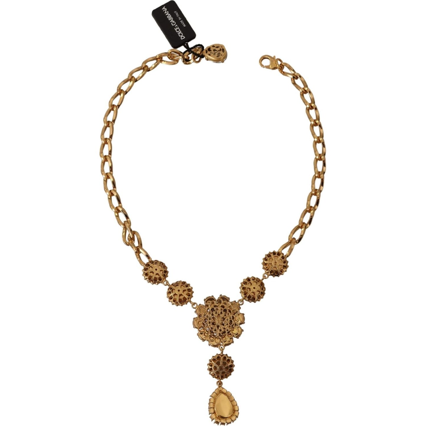 Dolce & Gabbana Elegant Floral Crystal Statement Necklace Necklace Dolce & Gabbana