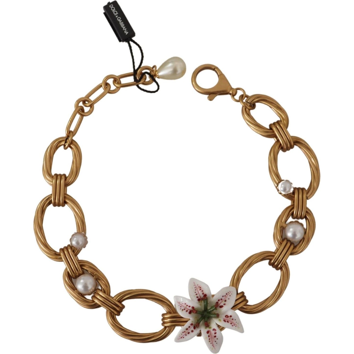 Dolce & Gabbana Elegant Gold Lilly Flower Pendant Necklace Necklace Dolce & Gabbana