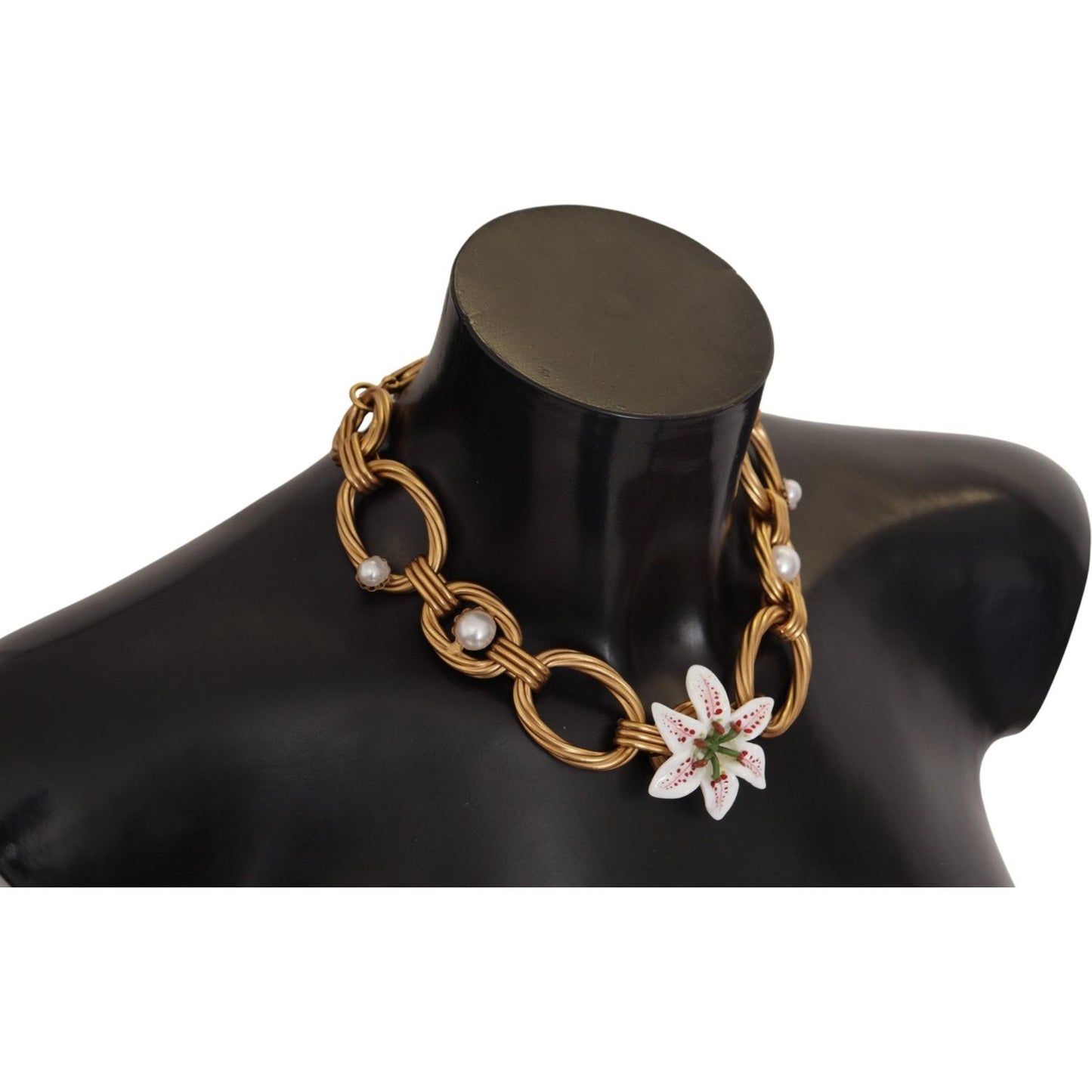 Dolce & Gabbana Elegant Gold Lilly Flower Pendant Necklace Necklace Dolce & Gabbana