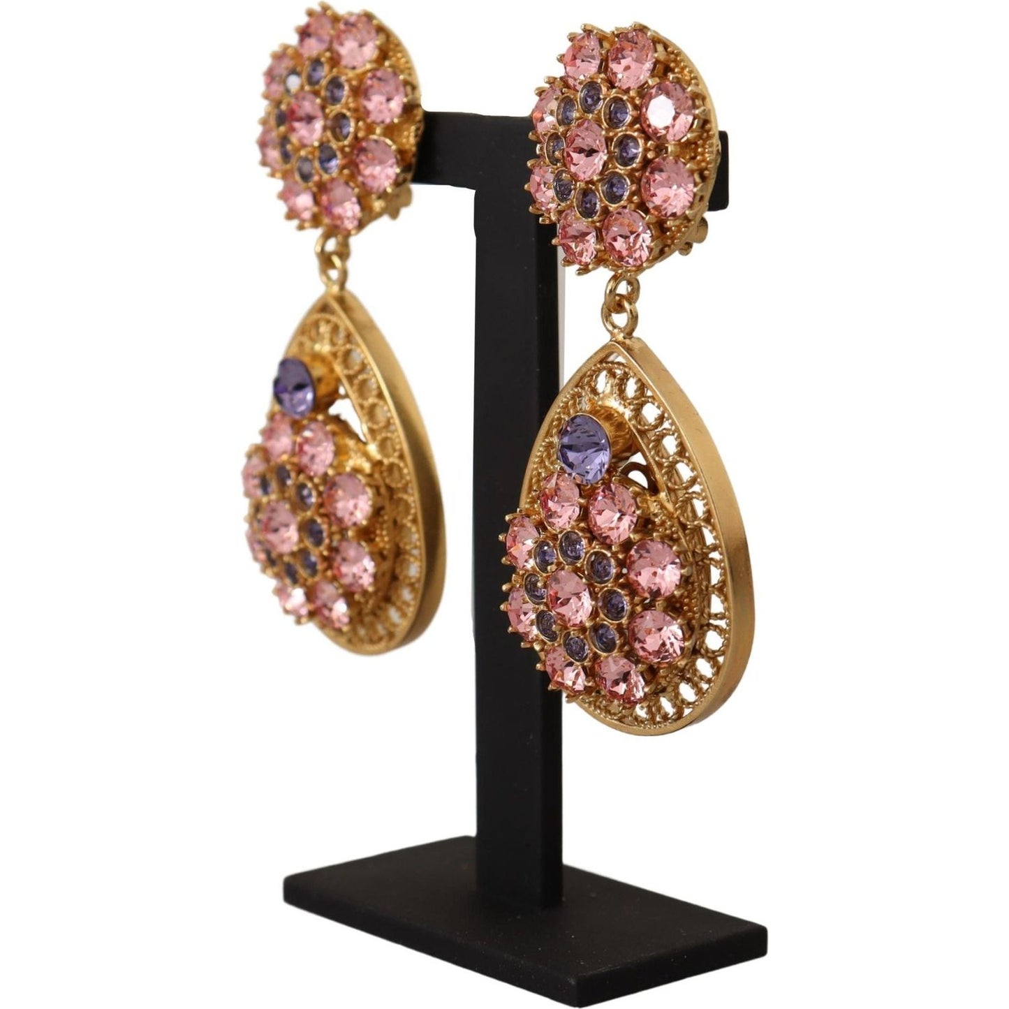 Dolce & Gabbana Baroque Multicolor Crystal Dangle Earrings Earrings Dolce & Gabbana