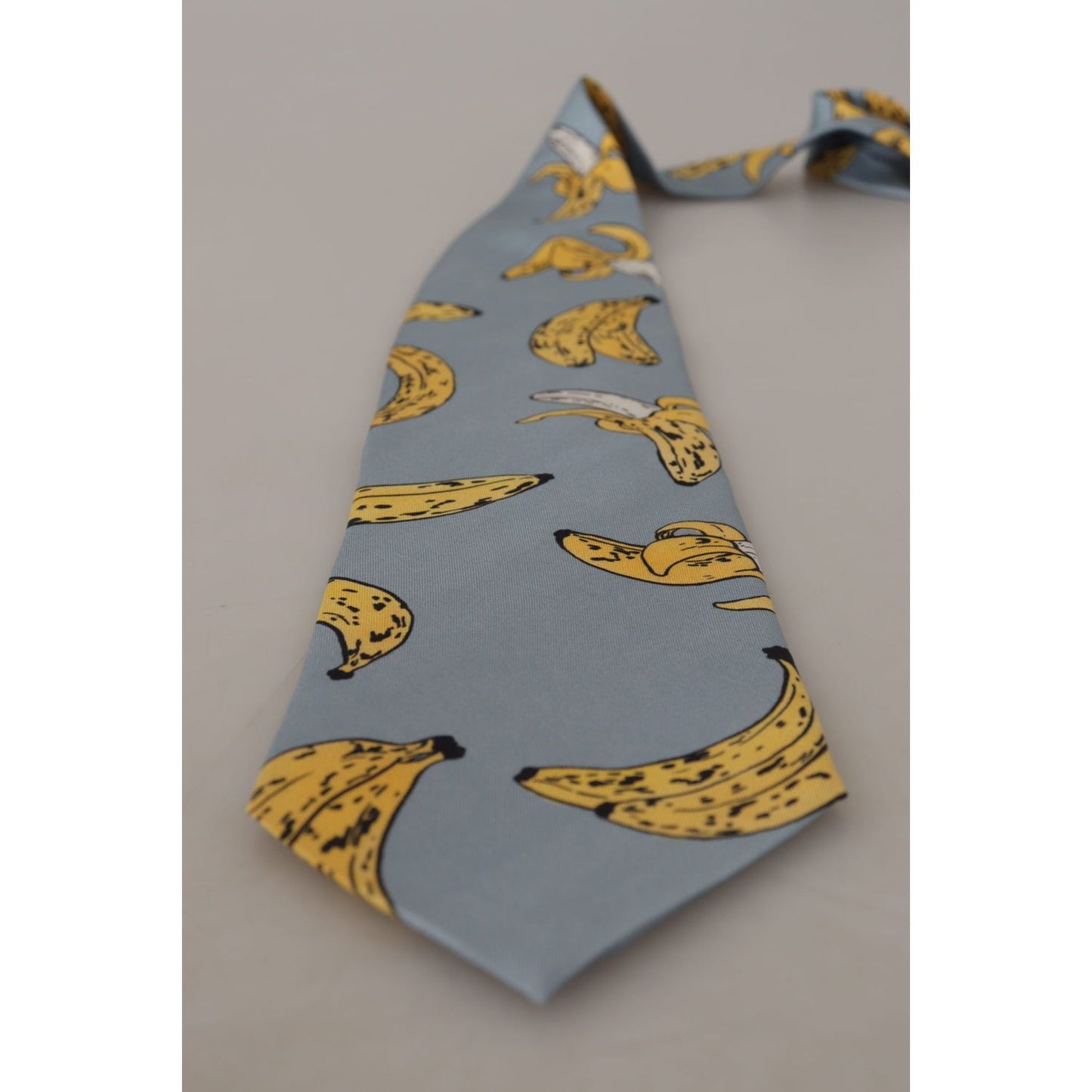 Dolce & Gabbana Elegant Blue Banana Print Silk Tie Dolce & Gabbana