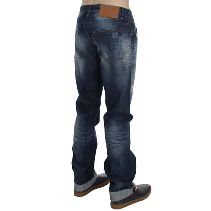 Acht Blue Wash Cotton Denim Regular Fit Jeans Acht