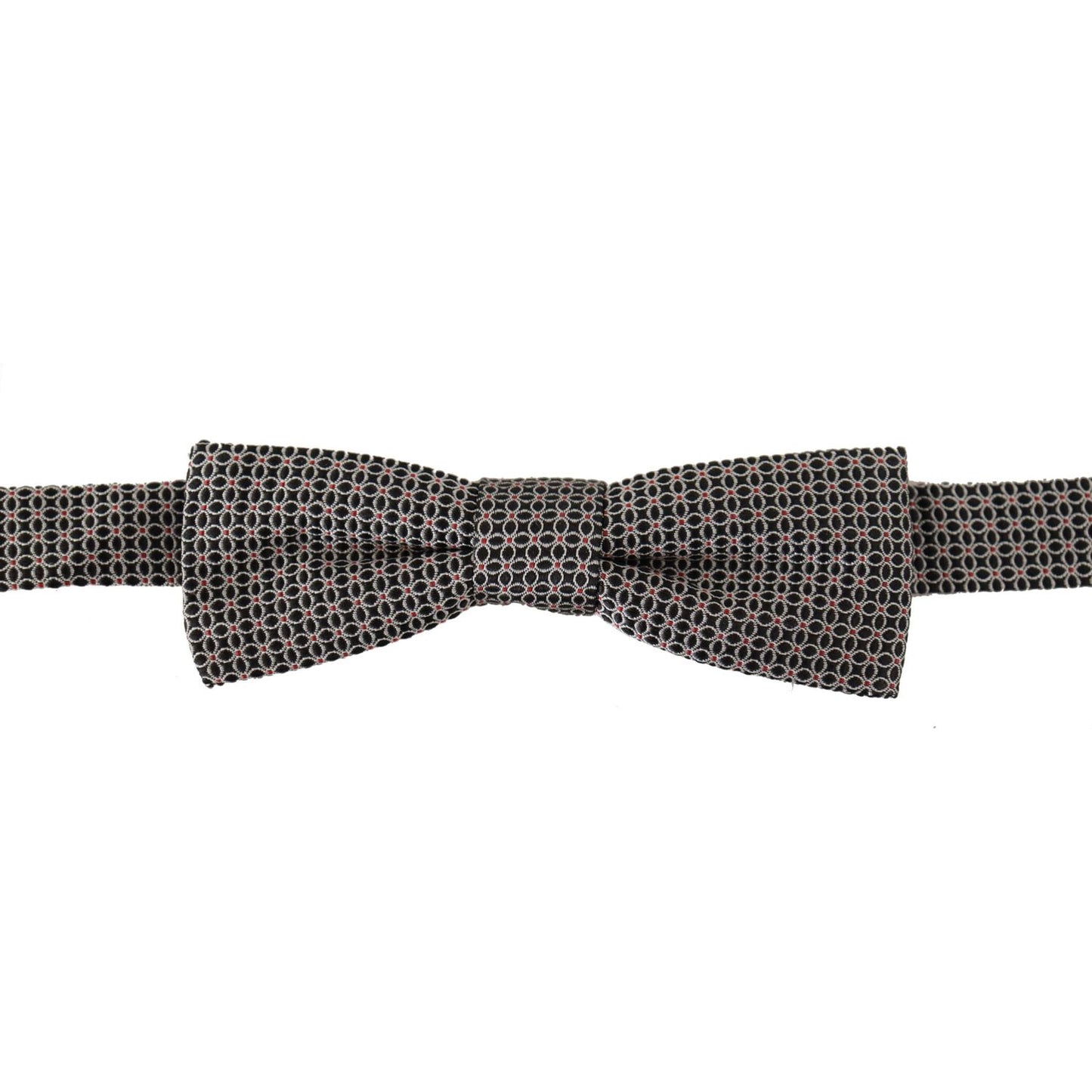 Dolce & Gabbana Black White Flower Pattern Silk Neck Papillon Tie