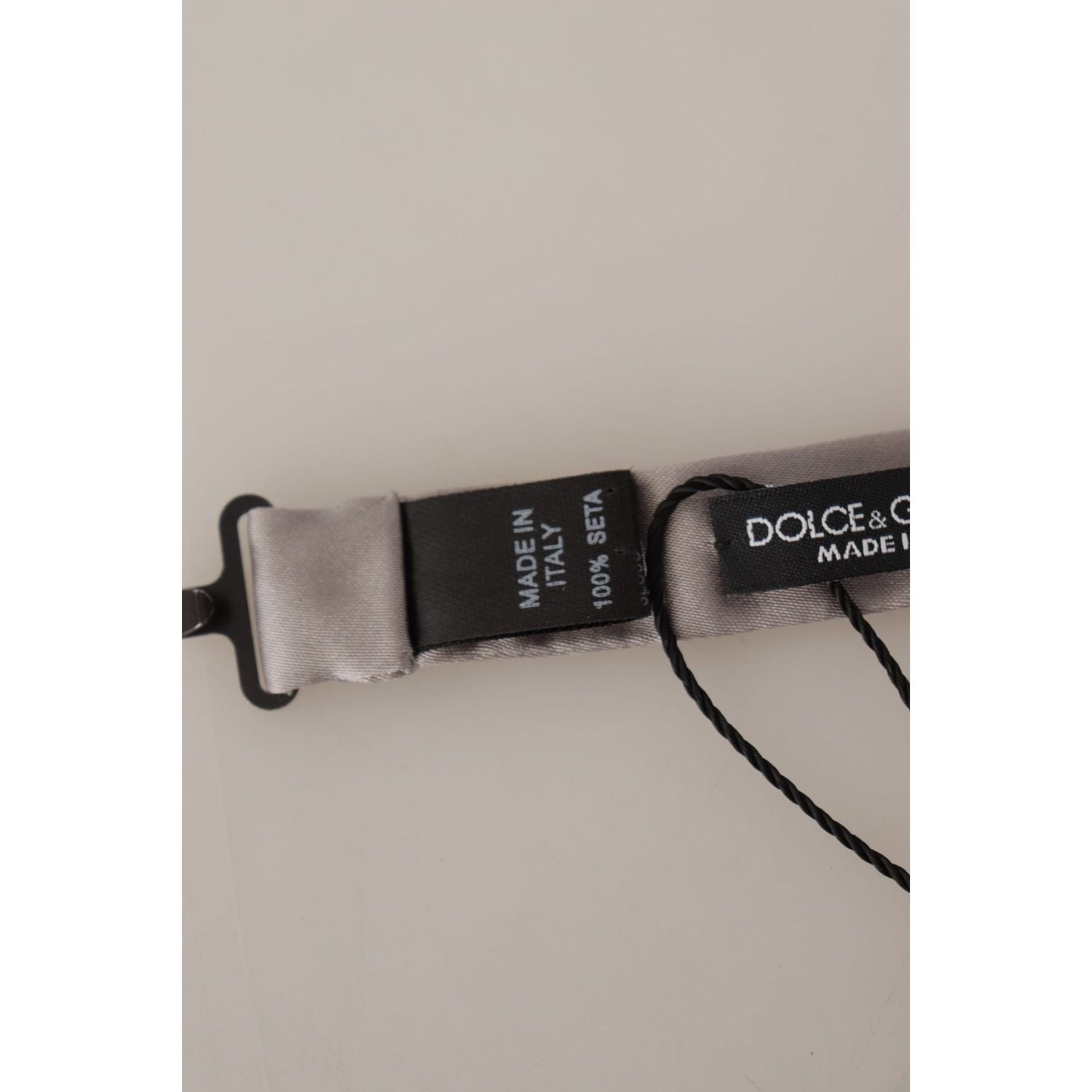 Dolce & Gabbana Silver 100% Silk Slim Adjustable Neck Papillon Tie