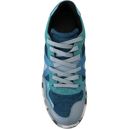 Dolce & Gabbana Blue Gray Leather Sport Low Top Sneakers