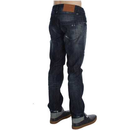 Acht Blue Cotton Regular Straight Fit Jeans Jeans & Pants