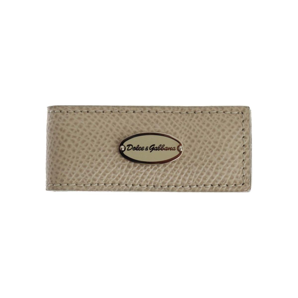 Dolce & Gabbana Elegant Beige Leather Money Clip Money Clip Dolce & Gabbana