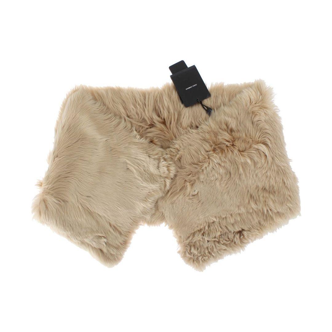 Dolce & Gabbana Elegant Alpaca Fur Shoulder Wrap in Beige Alpaca Scarves Dolce & Gabbana