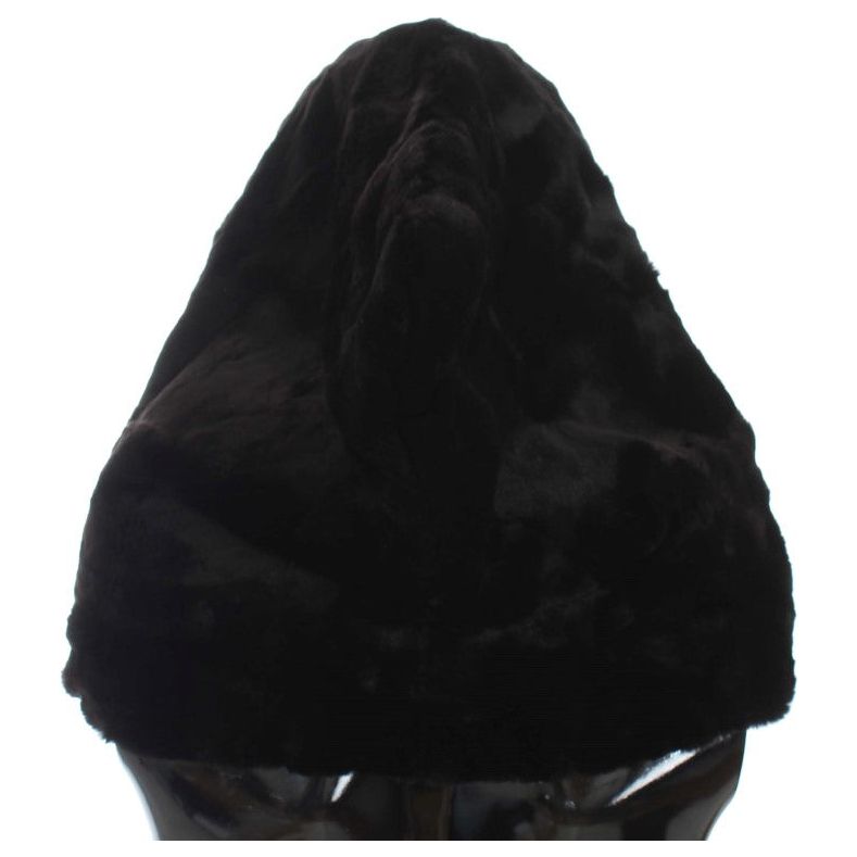 Dolce & Gabbana Chic Black Weasel Fur Hooded Scarf Wrap Hood Scarf Dolce & Gabbana