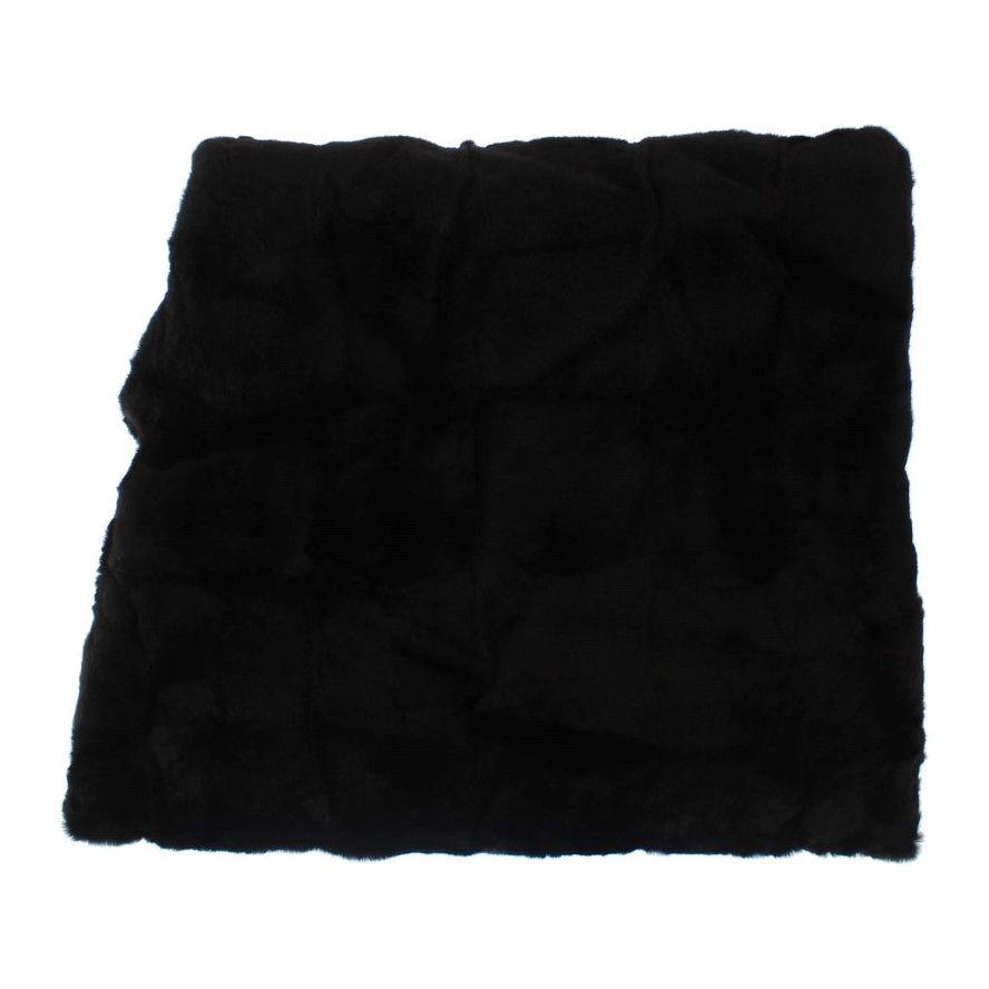 Dolce & Gabbana Chic Black Weasel Fur Hooded Scarf Wrap Hood Scarf Dolce & Gabbana