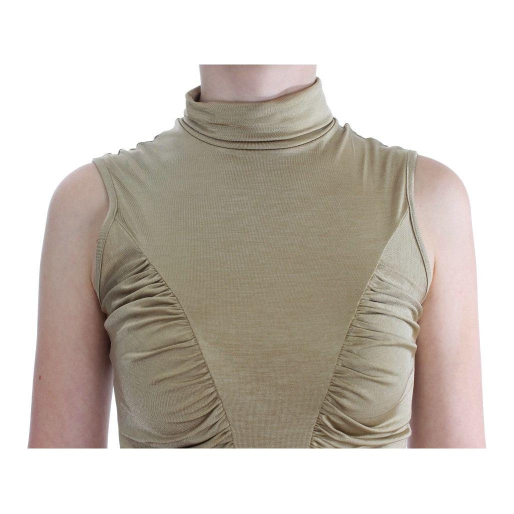 Exte Gold Nylon Turtleneck Top Blouse Exte