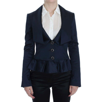 Exte Blue Three Button Single Breasted Blazer Jacket Exte