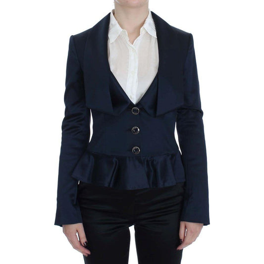 Exte Elegant Blue Blazer Jacket with Designer Flair Blazer Jacket Exte