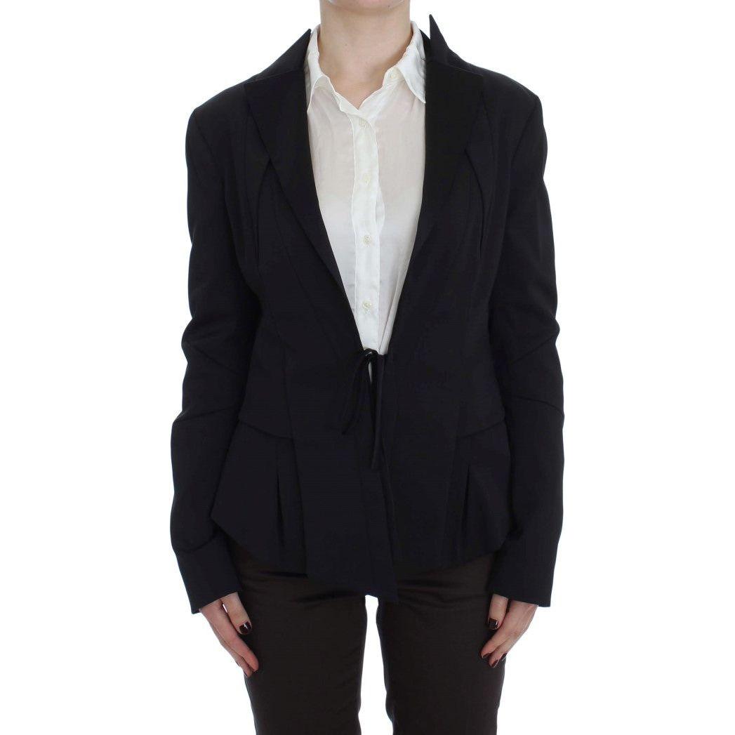 Exte Elegant Black Stretch Blazer Jacket Blazer Jacket Exte