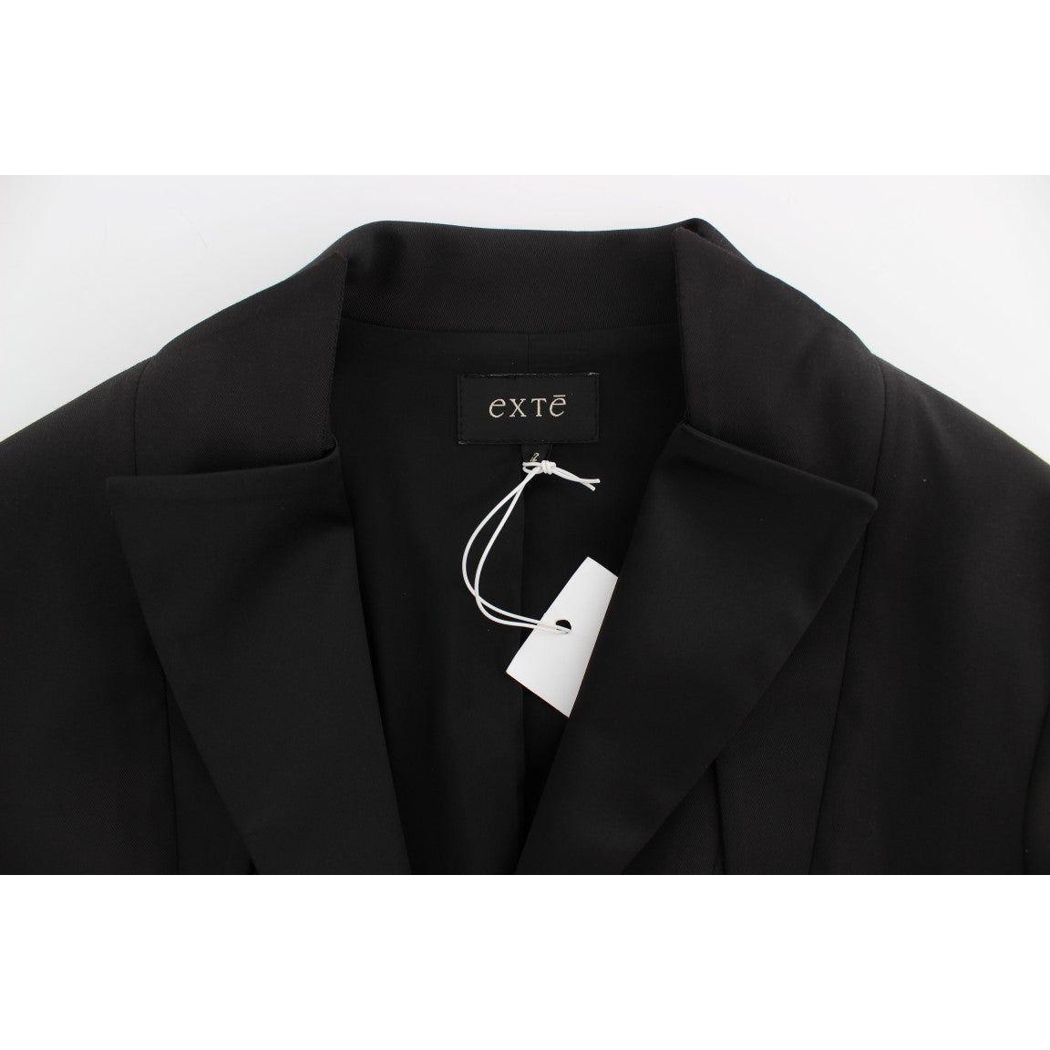 Exte Elegant Black Stretch Blazer Jacket Blazer Jacket Exte