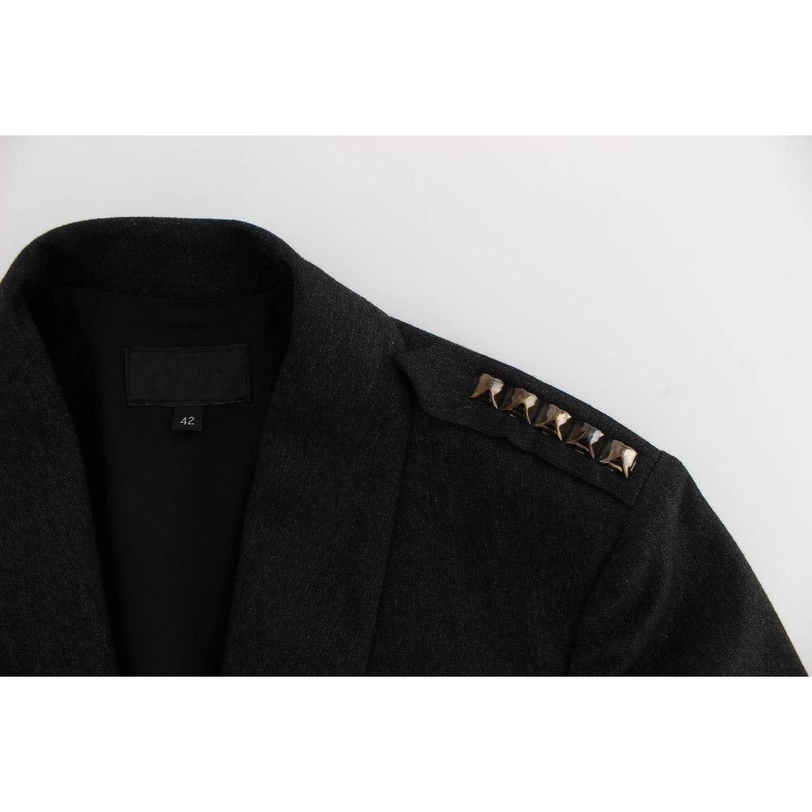 Exte Gray Stretch Gold Studded Short Jacket Exte