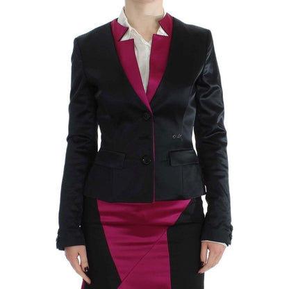 Exte Black Pink Stretch Blazer Jacket 1728,4% Elastane,45% Polyamide,67345645728,Black,Blazers - Suits & Blazers - Clothing,Clothing,Exte,IT40|S,Material: 51% Acetate,New with tags,Suits & Blazers - Clothing,Suits & Blazers - Women - Clothing,Women,Women