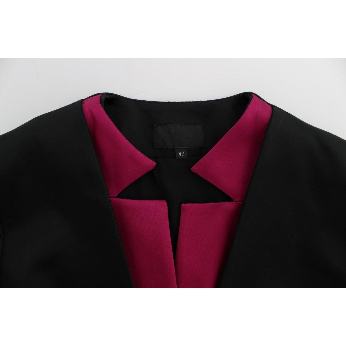 Exte Black Pink Stretch Blazer Jacket 1728,4% Elastane,45% Polyamide,67345645728,Black,Blazers - Suits & Blazers - Clothing,Clothing,Exte,IT40|S,Material: 51% Acetate,New with tags,Suits & Blazers - Clothing,Suits & Blazers - Women - Clothing,Women,Women