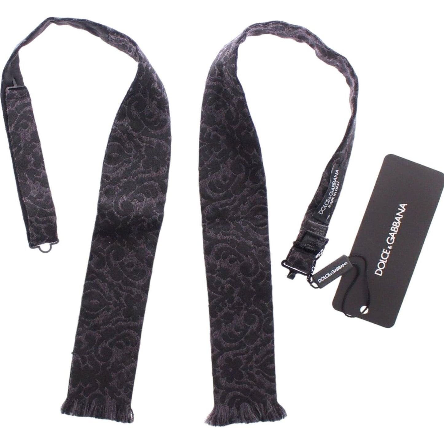 Bow Tie Elegant Black Paisley Silk-Wool Blend Bow Tie Dolce & Gabbana