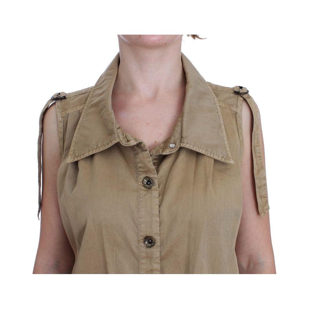 PLEIN SUD Beige Sleeveless Cotton Blouse PLEIN SUD