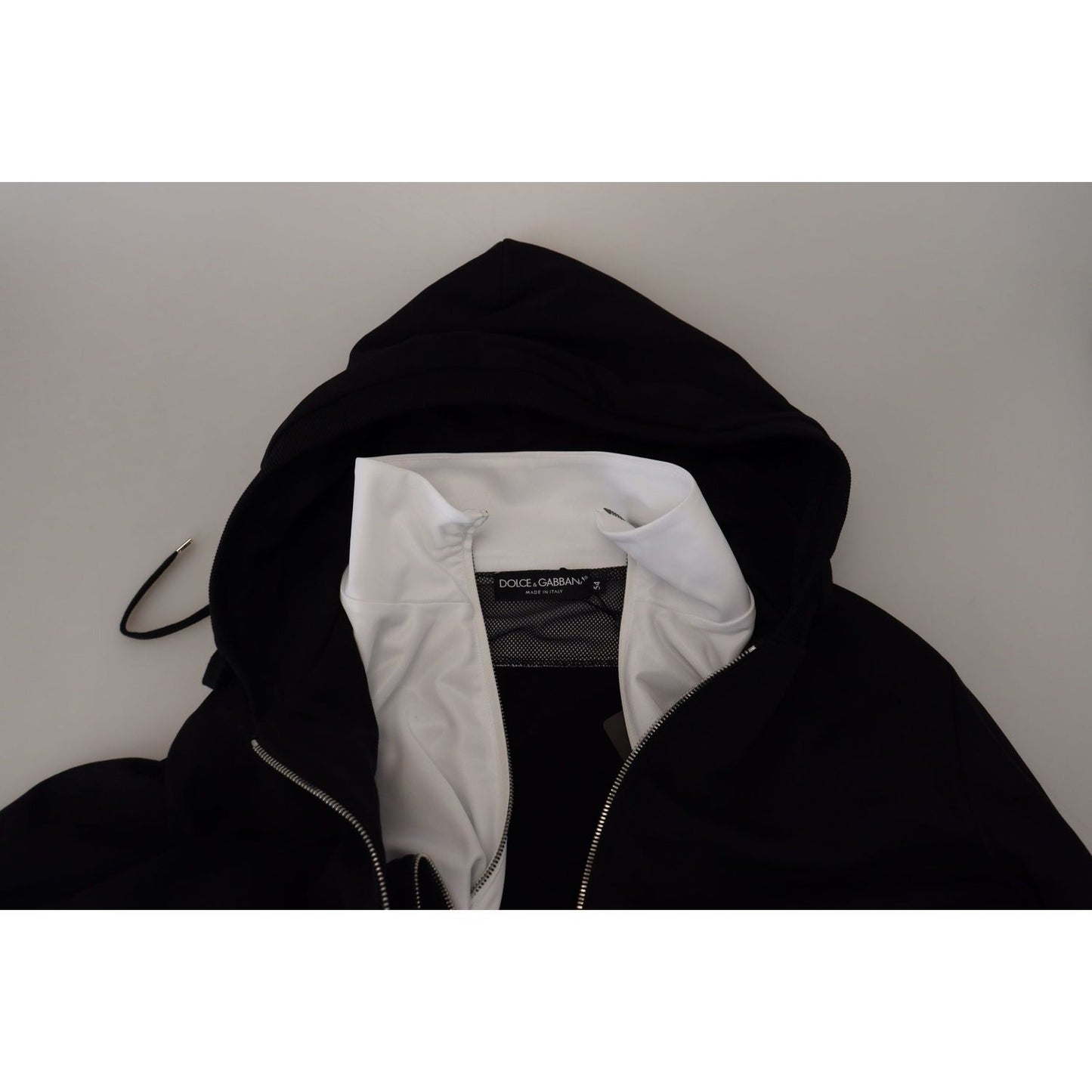 Dolce & Gabbana Black Polyester Hooded Full Zip Jacket
