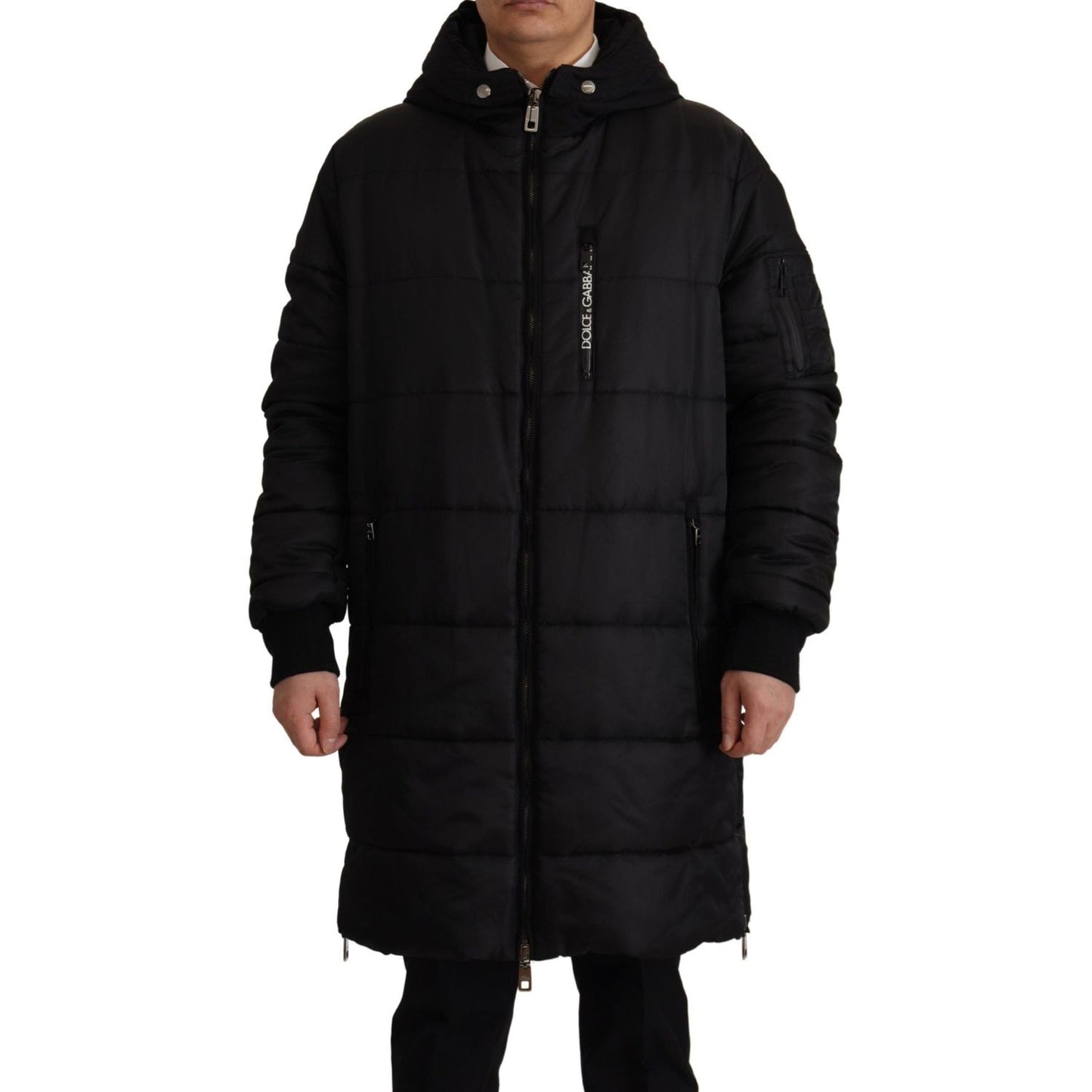 Dolce & Gabbana Black Nylon Hooded Parka Coat Winter Jacket
