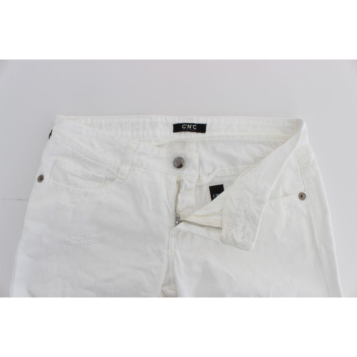 Costume National Chic Slim Fit White Cotton Jeans Costume National