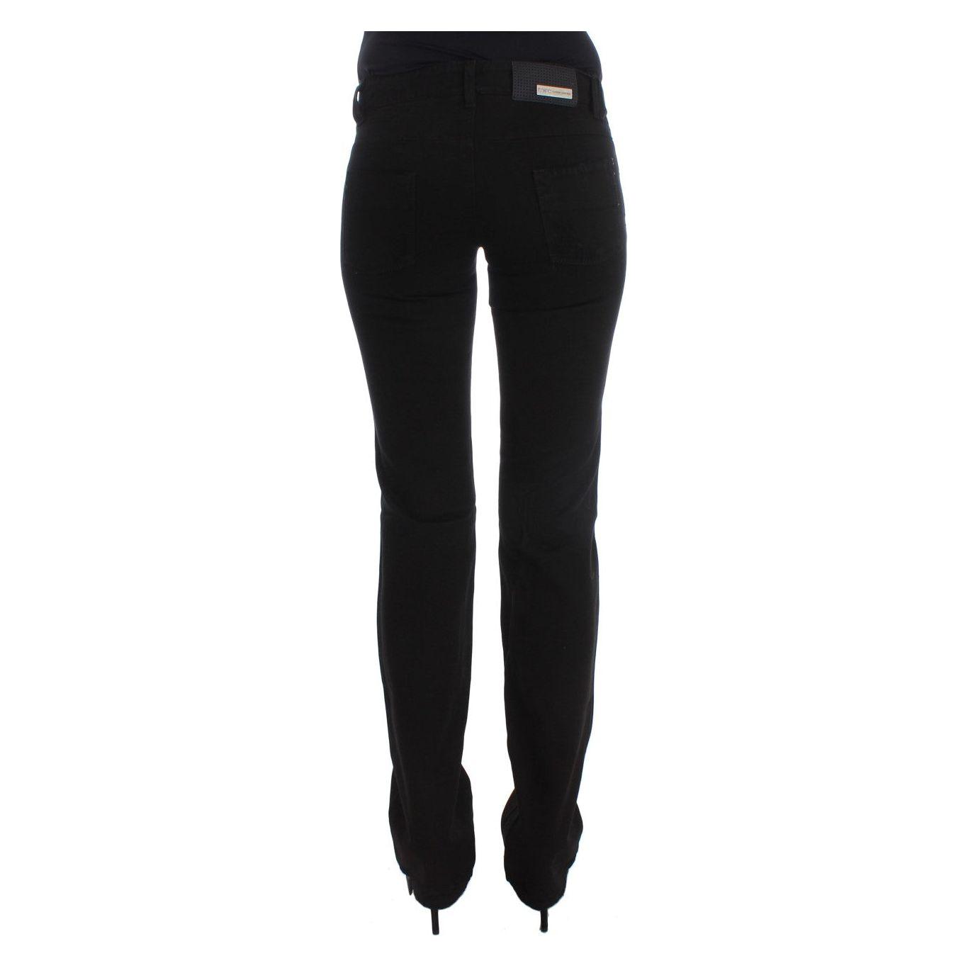 Costume National Chic Black Slim Fit Zippered Cotton Jeans Jeans & Pants Costume National