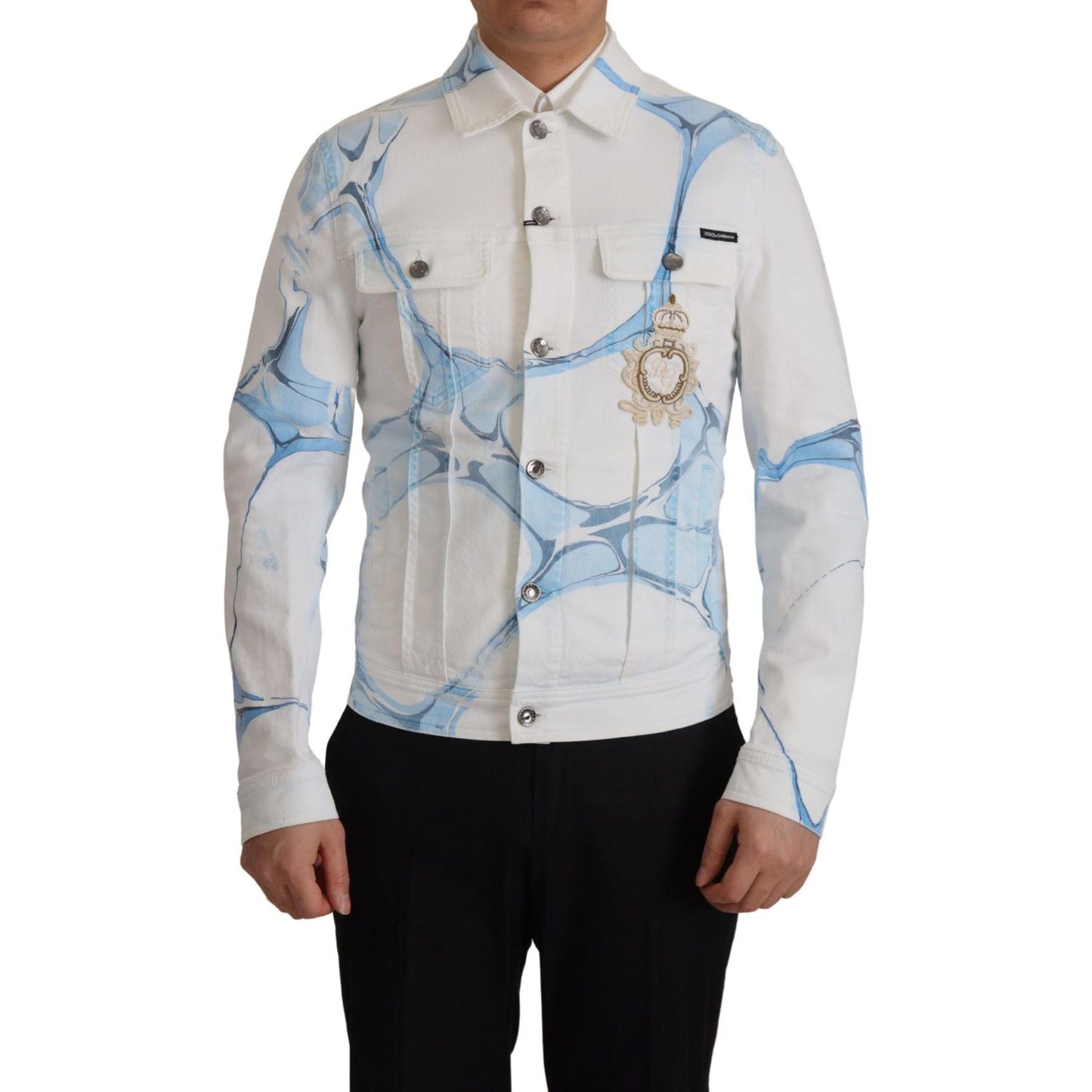 Dolce & Gabbana Multicolor Logo Embroidered Denim Jacket Dolce & Gabbana