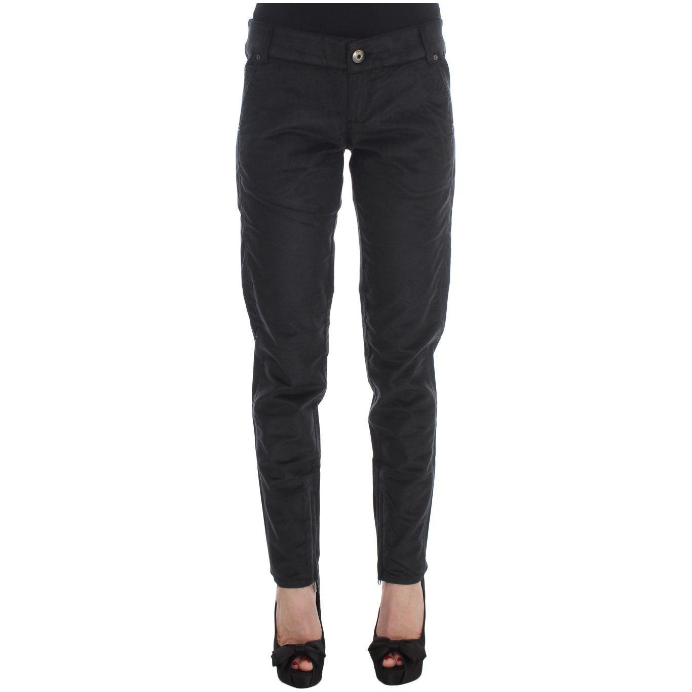 Ermanno Scervino Black Cotton Blend Regular Fit Pants