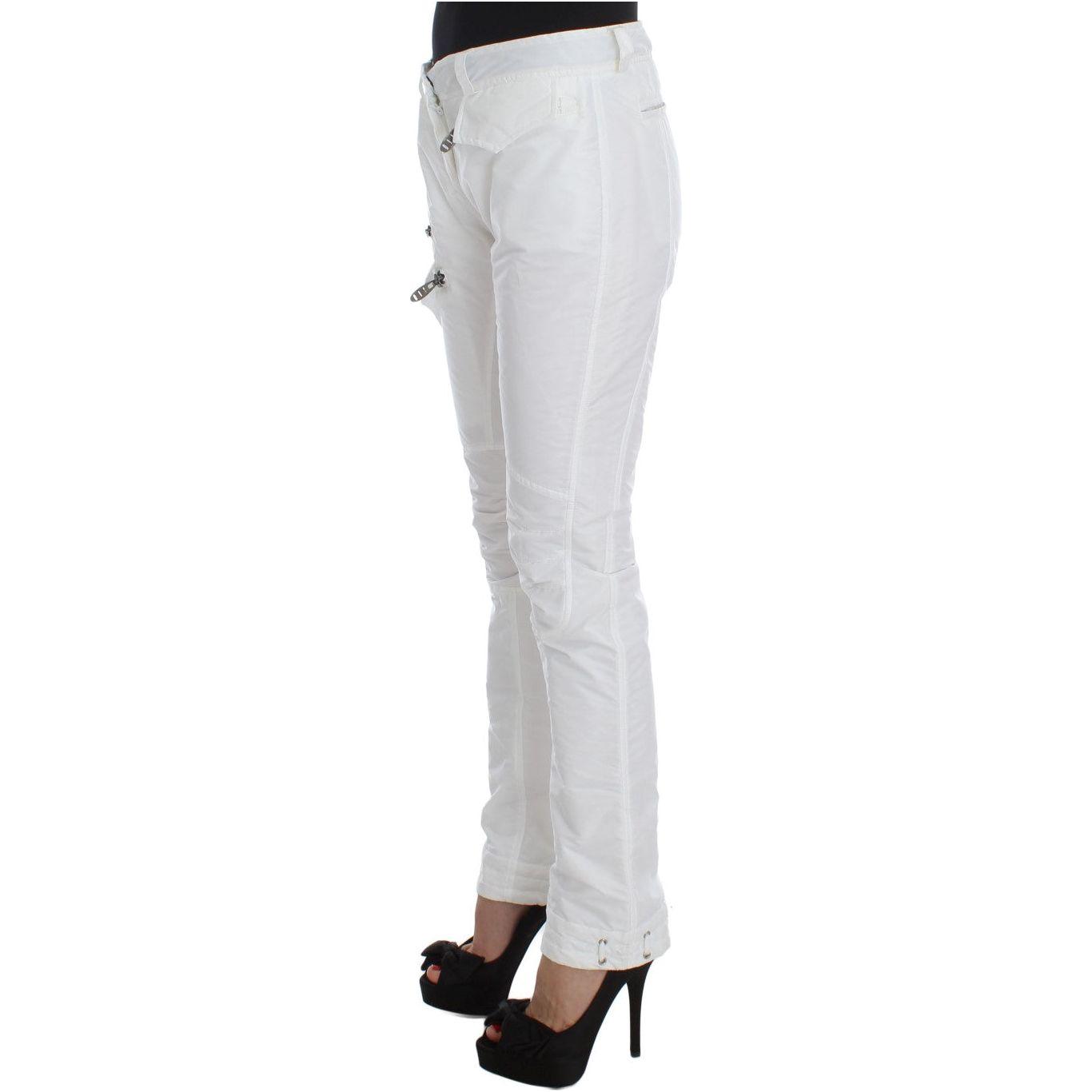 Ermanno Scervino Chic White Nylon Cargo Pants by Italian Designer Ermanno Scervino