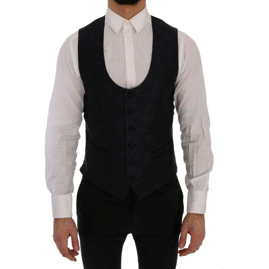 Dolce & Gabbana Elegant Blue & Black Slim Fit Suit Ensemble Dolce & Gabbana