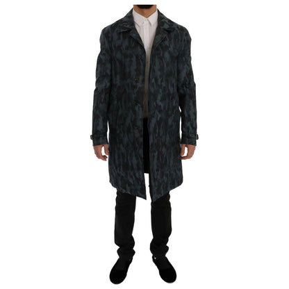 Dolce & Gabbana Blue Camouflage Trench Trench
