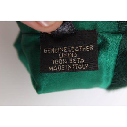 Dolce & Gabbana Green Leather Xiangao Fur Elbow Gloves
