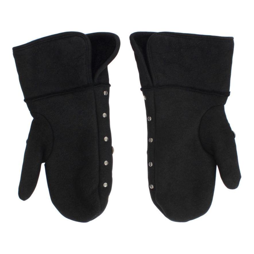 Dolce & Gabbana Gray Wool Shearling Studded Gloves 1728,67345645728,9|M,Accessories,Dolce & Gabbana,Gloves - Accessories,Gloves - Men - Accessories,Gray,Material: 100% Wool Merino Shearling,Men,Men - Accessories,New with tags