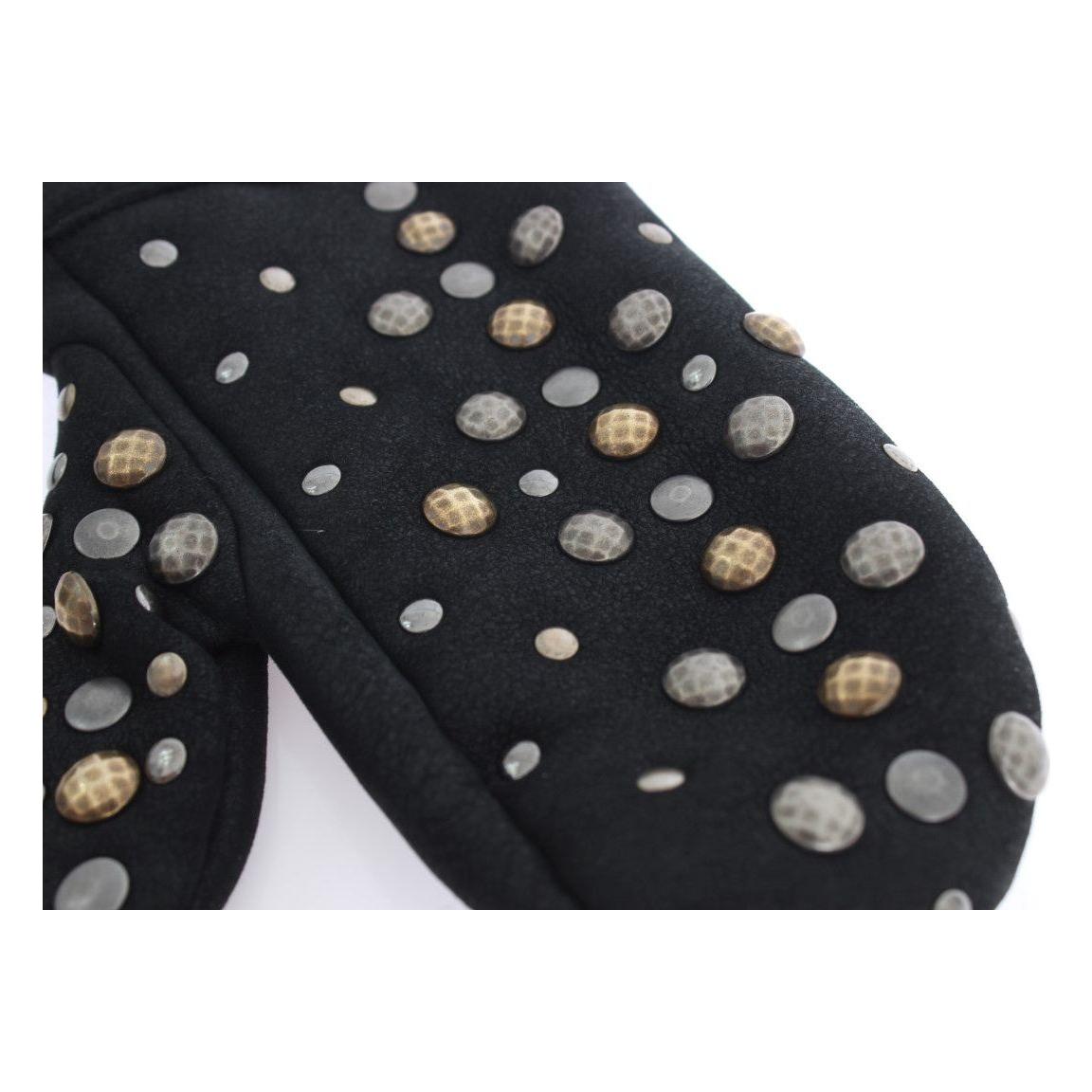 Dolce & Gabbana Elegant Studded Gray Wool Gloves Dolce & Gabbana