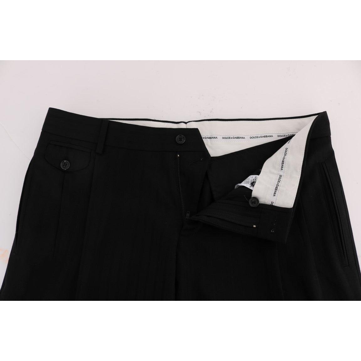 Dolce & Gabbana Black Striped Wool Stretch Pants